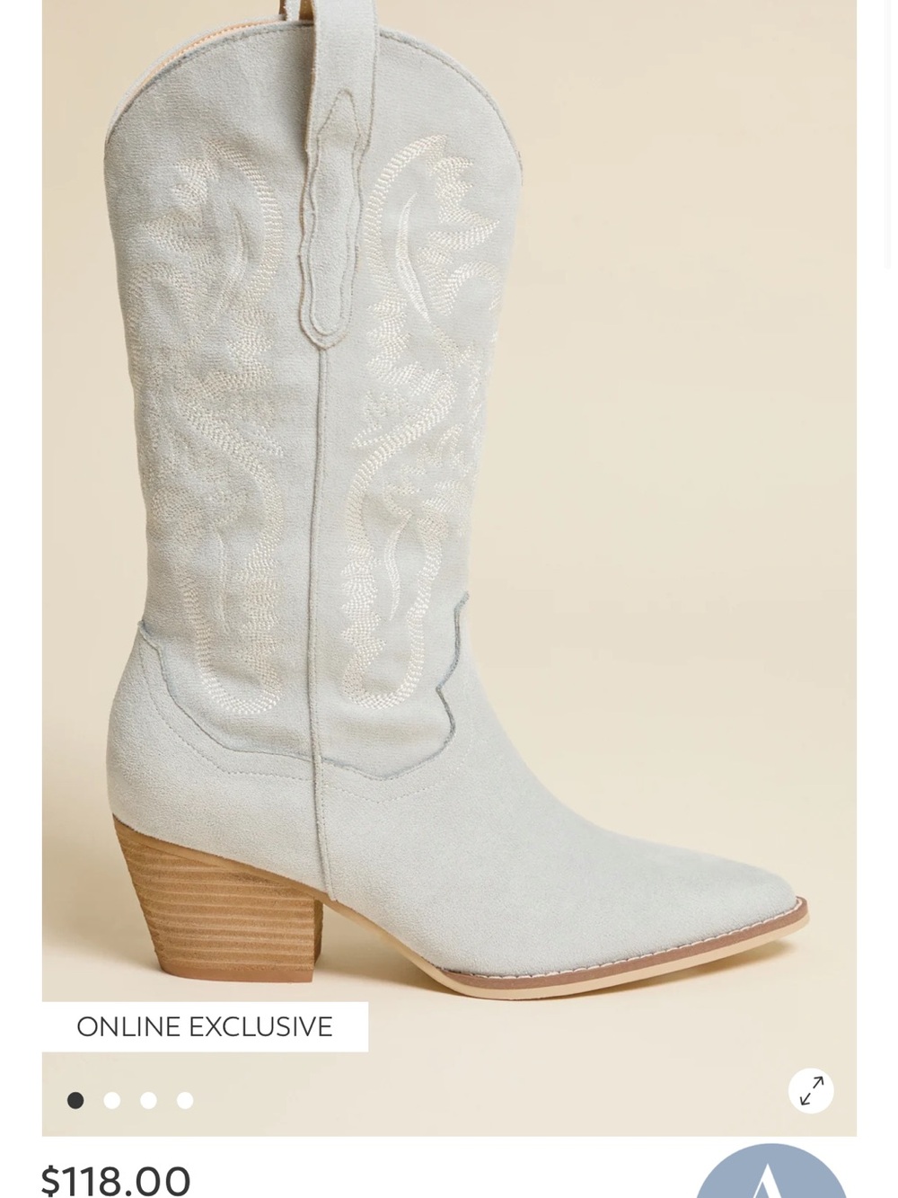 Women's Light Blue Suede Western Boots